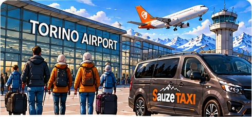 Private airport transfer through the snowy Alps